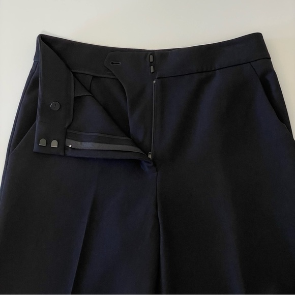 St. John Wide Leg Cropped Trouser High Waist Pant Black 6 - Picture 7 of 12